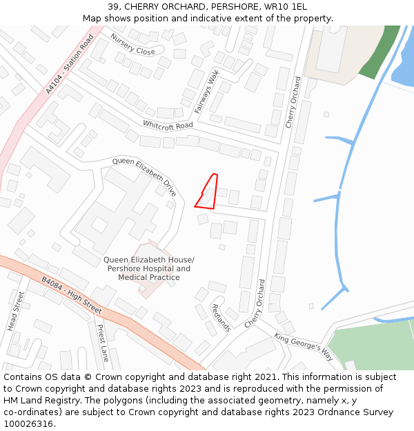 39, CHERRY ORCHARD, PERSHORE, WR10 1EL: Location map and indicative extent of plot