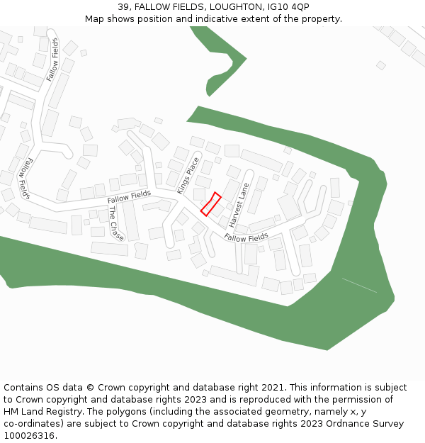 39, FALLOW FIELDS, LOUGHTON, IG10 4QP: Location map and indicative extent of plot