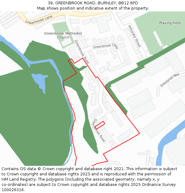 39, GREENBROOK ROAD, BURNLEY, BB12 6PD: Location map and indicative extent of plot