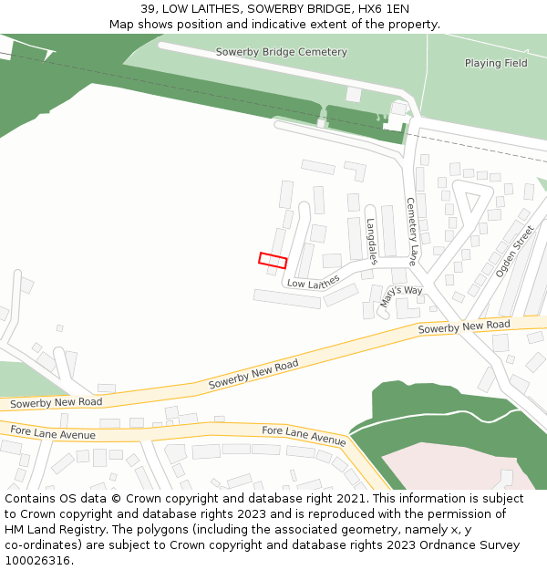 39, LOW LAITHES, SOWERBY BRIDGE, HX6 1EN: Location map and indicative extent of plot