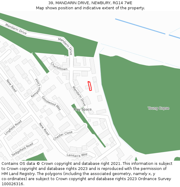 39, MANDARIN DRIVE, NEWBURY, RG14 7WE: Location map and indicative extent of plot