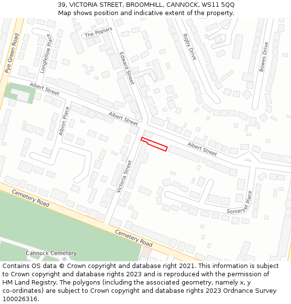 39, VICTORIA STREET, BROOMHILL, CANNOCK, WS11 5QQ: Location map and indicative extent of plot