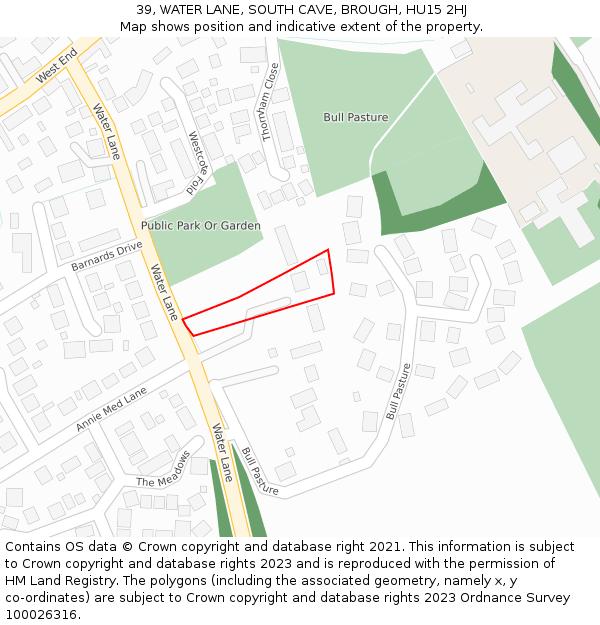 39, WATER LANE, SOUTH CAVE, BROUGH, HU15 2HJ: Location map and indicative extent of plot