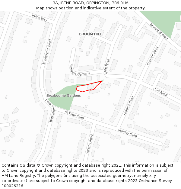 3A, IRENE ROAD, ORPINGTON, BR6 0HA: Location map and indicative extent of plot