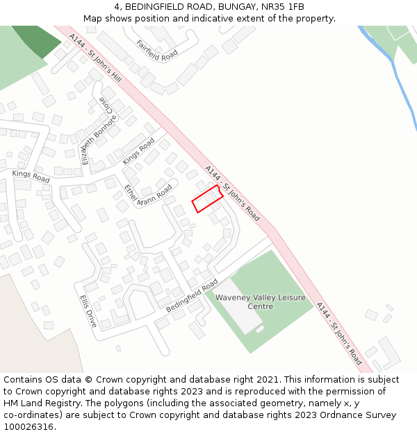 4, BEDINGFIELD ROAD, BUNGAY, NR35 1FB: Location map and indicative extent of plot