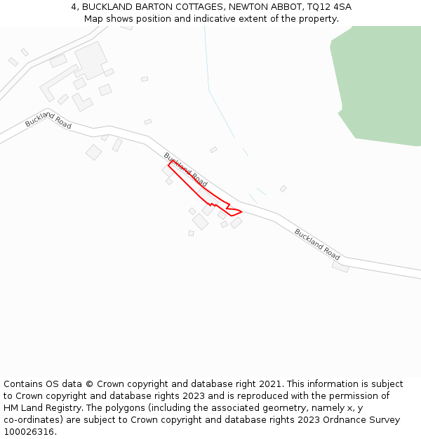 4, BUCKLAND BARTON COTTAGES, NEWTON ABBOT, TQ12 4SA: Location map and indicative extent of plot