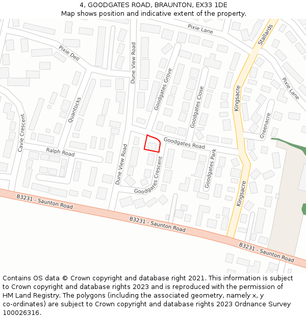 4, GOODGATES ROAD, BRAUNTON, EX33 1DE: Location map and indicative extent of plot