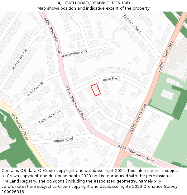 4, HEATH ROAD, READING, RG6 1ND: Location map and indicative extent of plot