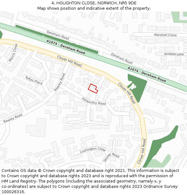 4, HOUGHTON CLOSE, NORWICH, NR5 9DE: Location map and indicative extent of plot