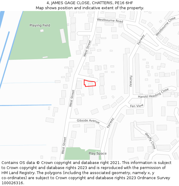 4, JAMES GAGE CLOSE, CHATTERIS, PE16 6HF: Location map and indicative extent of plot
