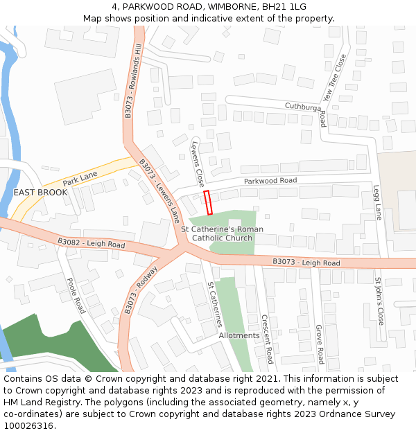 4, PARKWOOD ROAD, WIMBORNE, BH21 1LG: Location map and indicative extent of plot