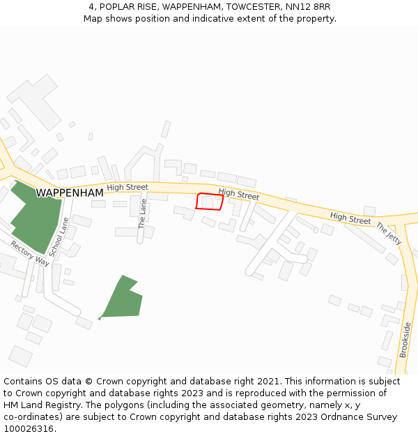 4, POPLAR RISE, WAPPENHAM, TOWCESTER, NN12 8RR: Location map and indicative extent of plot