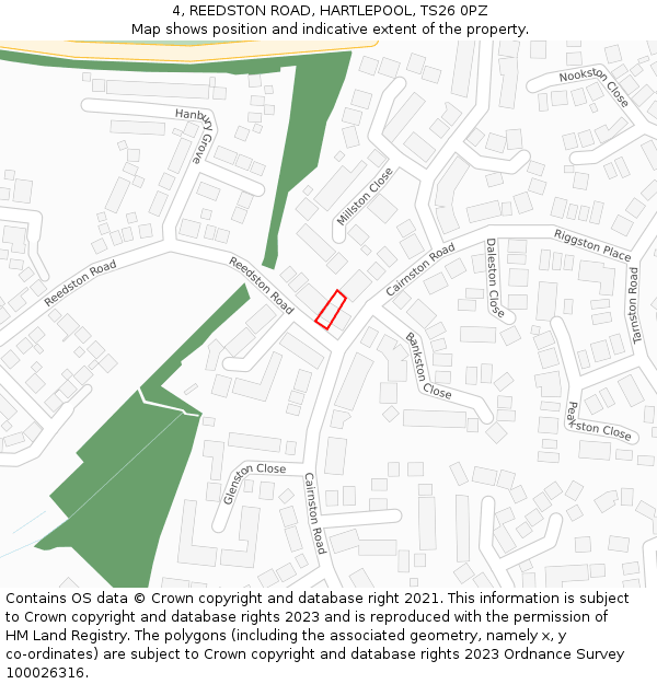 4, REEDSTON ROAD, HARTLEPOOL, TS26 0PZ: Location map and indicative extent of plot