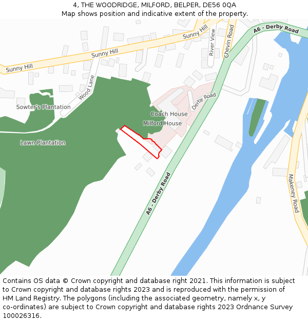 4, THE WOODRIDGE, MILFORD, BELPER, DE56 0QA: Location map and indicative extent of plot