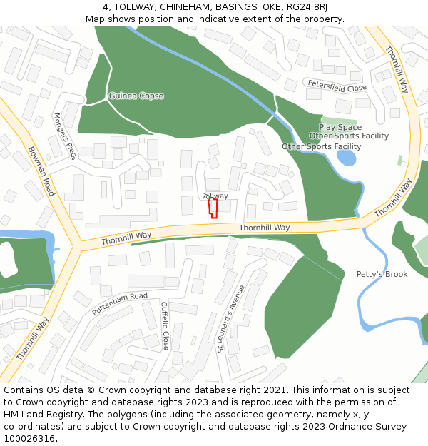 4, TOLLWAY, CHINEHAM, BASINGSTOKE, RG24 8RJ: Location map and indicative extent of plot