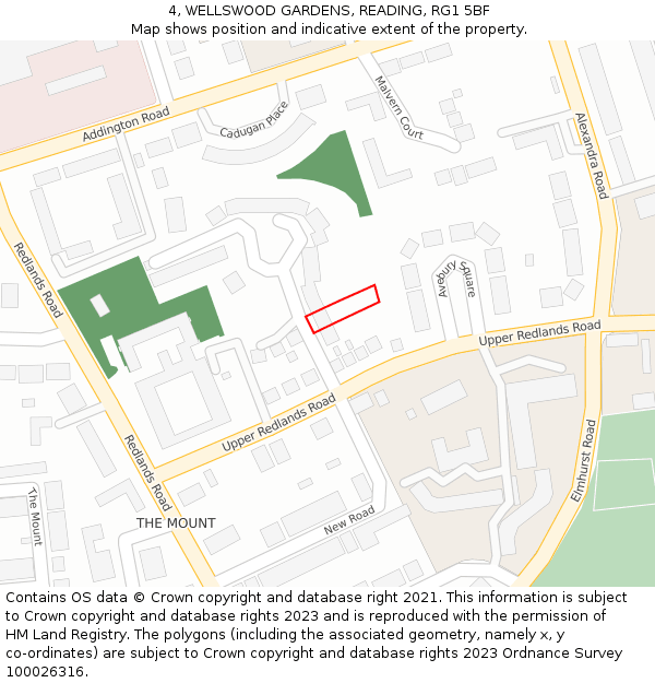 4, WELLSWOOD GARDENS, READING, RG1 5BF: Location map and indicative extent of plot