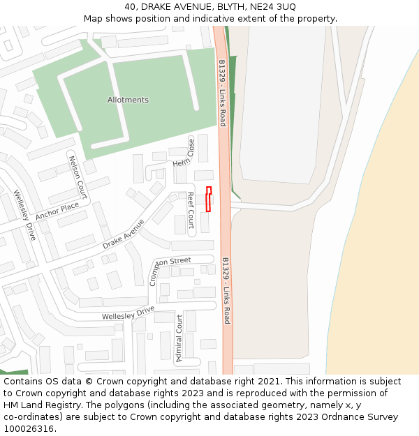 40, DRAKE AVENUE, BLYTH, NE24 3UQ: Location map and indicative extent of plot