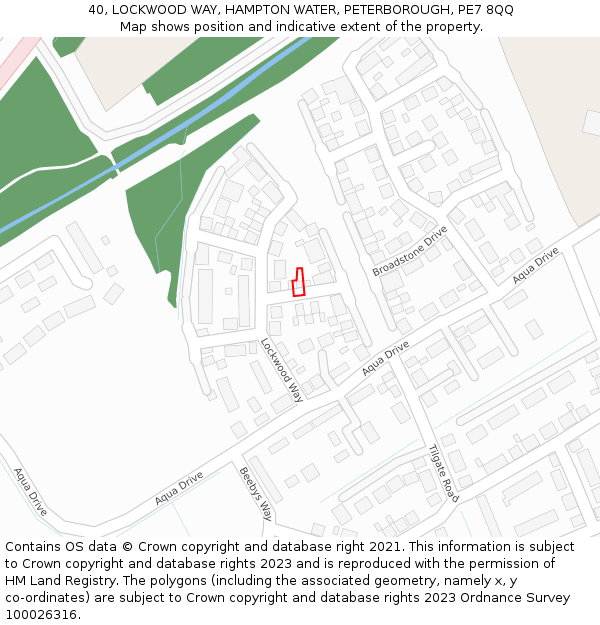 40, LOCKWOOD WAY, HAMPTON WATER, PETERBOROUGH, PE7 8QQ: Location map and indicative extent of plot