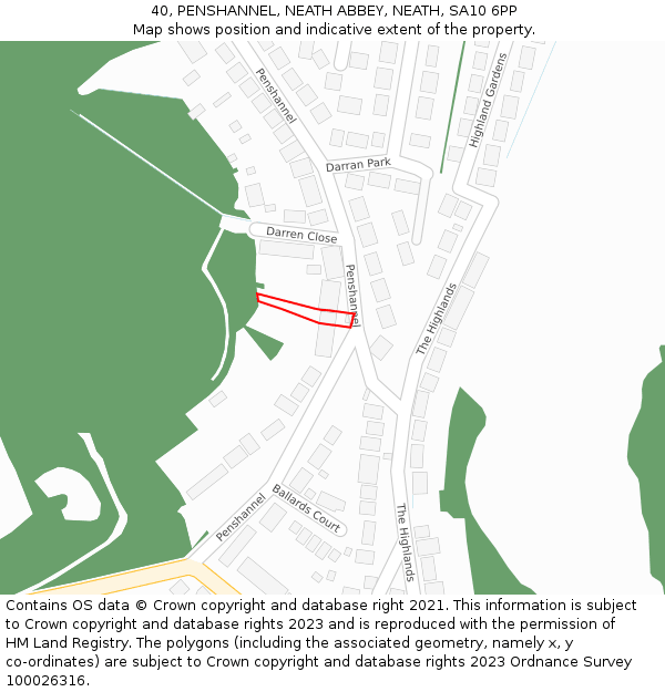 40, PENSHANNEL, NEATH ABBEY, NEATH, SA10 6PP: Location map and indicative extent of plot