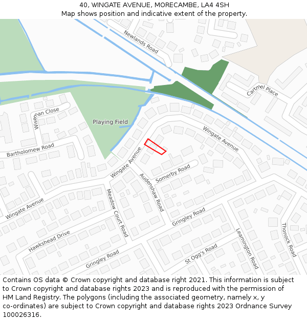 40, WINGATE AVENUE, MORECAMBE, LA4 4SH: Location map and indicative extent of plot