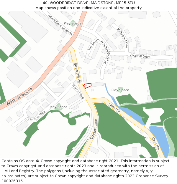 40, WOODBRIDGE DRIVE, MAIDSTONE, ME15 6FU: Location map and indicative extent of plot
