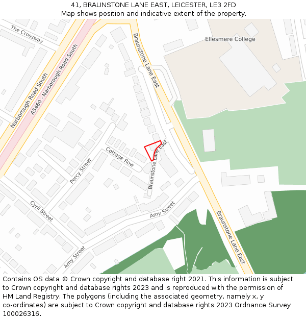 41, BRAUNSTONE LANE EAST, LEICESTER, LE3 2FD: Location map and indicative extent of plot