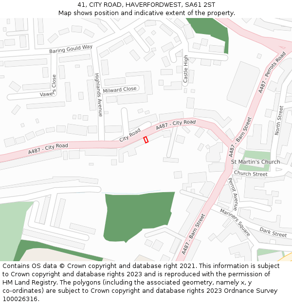 41, CITY ROAD, HAVERFORDWEST, SA61 2ST: Location map and indicative extent of plot
