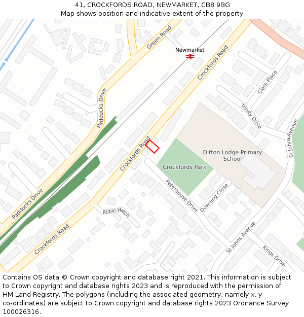41, CROCKFORDS ROAD, NEWMARKET, CB8 9BG: Location map and indicative extent of plot