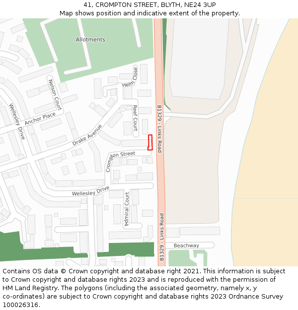 41, CROMPTON STREET, BLYTH, NE24 3UP: Location map and indicative extent of plot