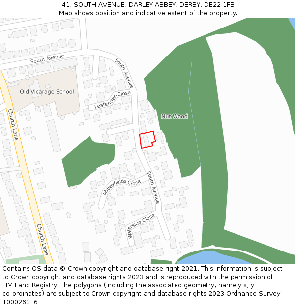 41, SOUTH AVENUE, DARLEY ABBEY, DERBY, DE22 1FB: Location map and indicative extent of plot