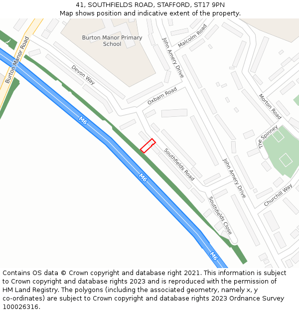 41, SOUTHFIELDS ROAD, STAFFORD, ST17 9PN: Location map and indicative extent of plot