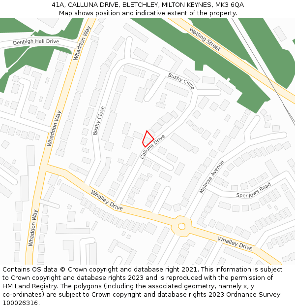41A, CALLUNA DRIVE, BLETCHLEY, MILTON KEYNES, MK3 6QA: Location map and indicative extent of plot