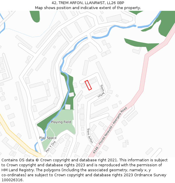 42, TREM ARFON, LLANRWST, LL26 0BP: Location map and indicative extent of plot