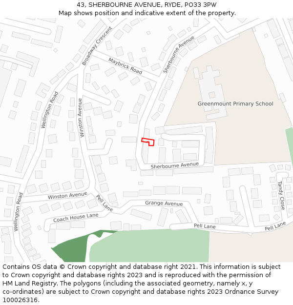 43, SHERBOURNE AVENUE, RYDE, PO33 3PW: Location map and indicative extent of plot