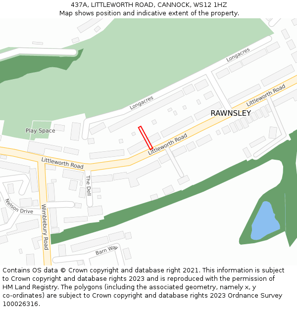 437A, LITTLEWORTH ROAD, CANNOCK, WS12 1HZ: Location map and indicative extent of plot
