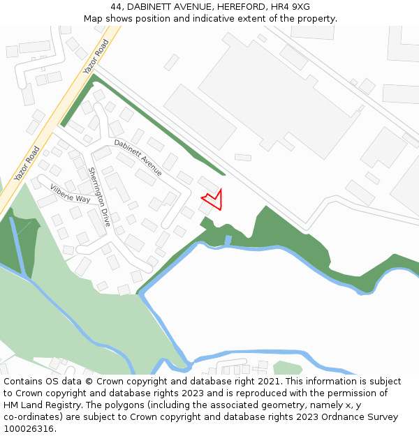 44, DABINETT AVENUE, HEREFORD, HR4 9XG: Location map and indicative extent of plot