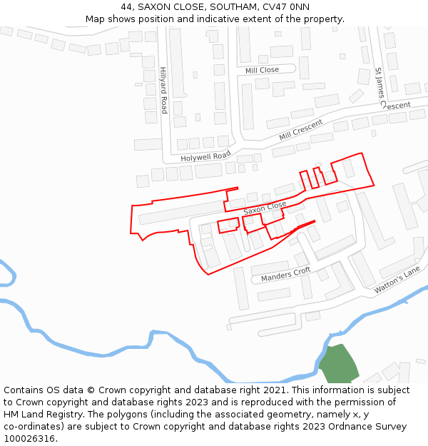 44, SAXON CLOSE, SOUTHAM, CV47 0NN: Location map and indicative extent of plot