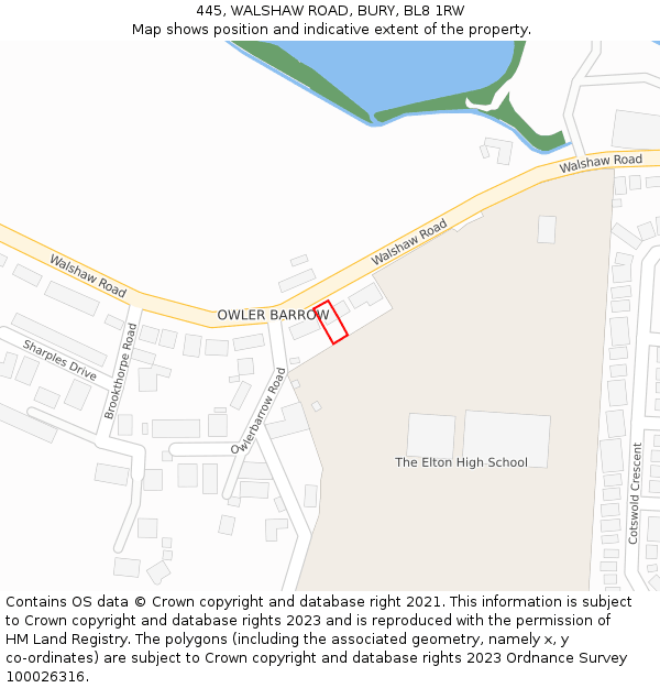 445, WALSHAW ROAD, BURY, BL8 1RW: Location map and indicative extent of plot