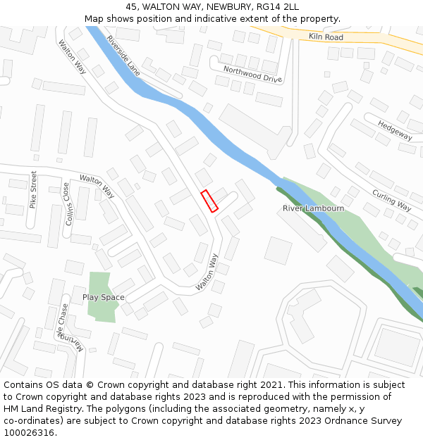 45, WALTON WAY, NEWBURY, RG14 2LL: Location map and indicative extent of plot