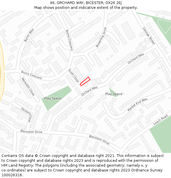 46, ORCHARD WAY, BICESTER, OX26 2EJ: Location map and indicative extent of plot