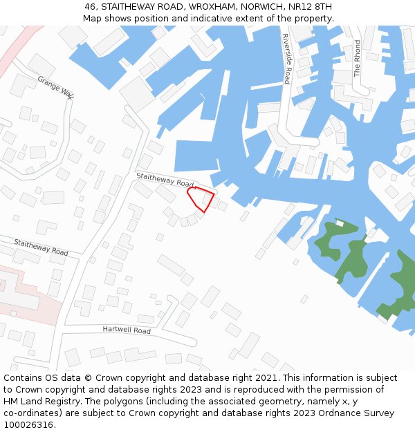 46, STAITHEWAY ROAD, WROXHAM, NORWICH, NR12 8TH: Location map and indicative extent of plot