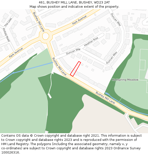 461, BUSHEY MILL LANE, BUSHEY, WD23 2AT: Location map and indicative extent of plot