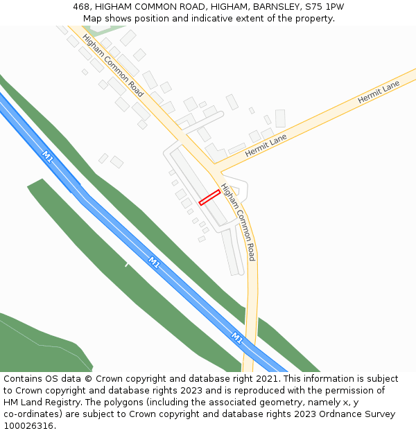 468, HIGHAM COMMON ROAD, HIGHAM, BARNSLEY, S75 1PW: Location map and indicative extent of plot