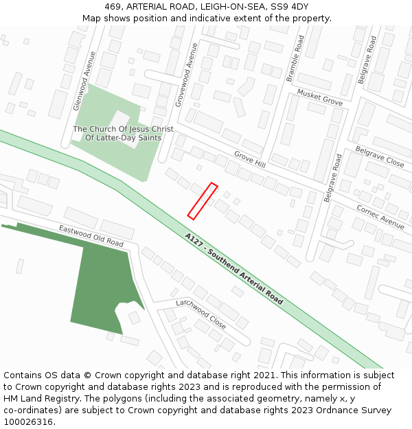 469, ARTERIAL ROAD, LEIGH-ON-SEA, SS9 4DY: Location map and indicative extent of plot