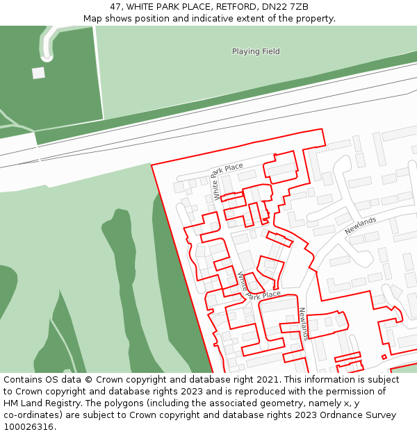 47, WHITE PARK PLACE, RETFORD, DN22 7ZB: Location map and indicative extent of plot