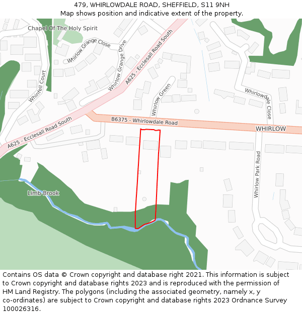 479, WHIRLOWDALE ROAD, SHEFFIELD, S11 9NH: Location map and indicative extent of plot