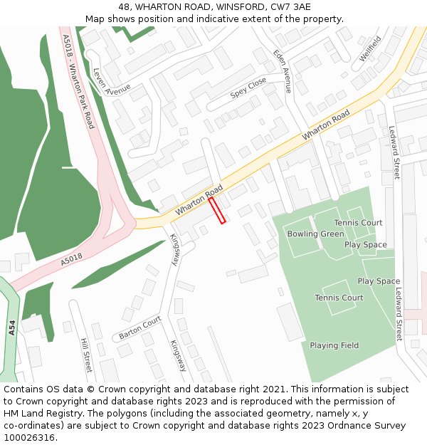 48, WHARTON ROAD, WINSFORD, CW7 3AE: Location map and indicative extent of plot