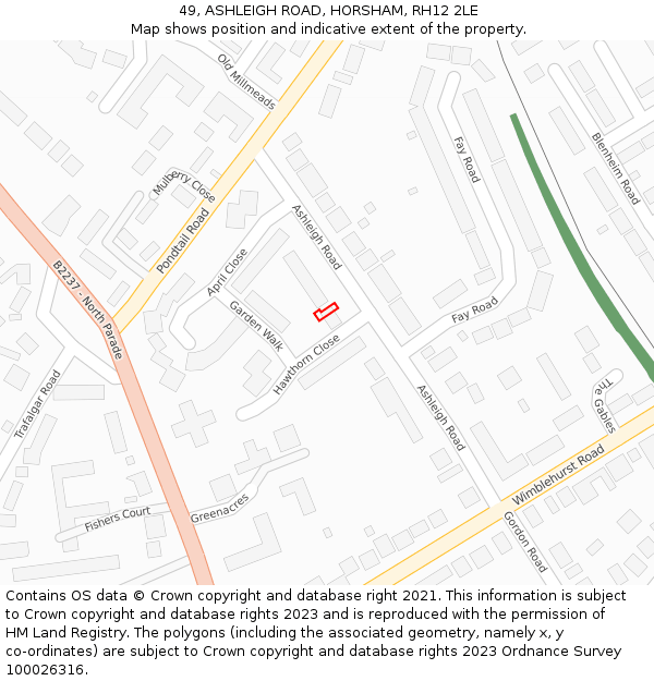 49, ASHLEIGH ROAD, HORSHAM, RH12 2LE: Location map and indicative extent of plot