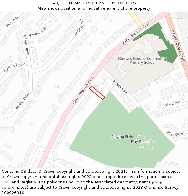 49, BLOXHAM ROAD, BANBURY, OX16 9JS: Location map and indicative extent of plot