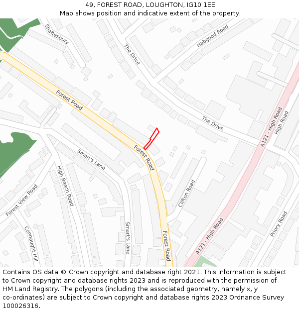 49, FOREST ROAD, LOUGHTON, IG10 1EE: Location map and indicative extent of plot